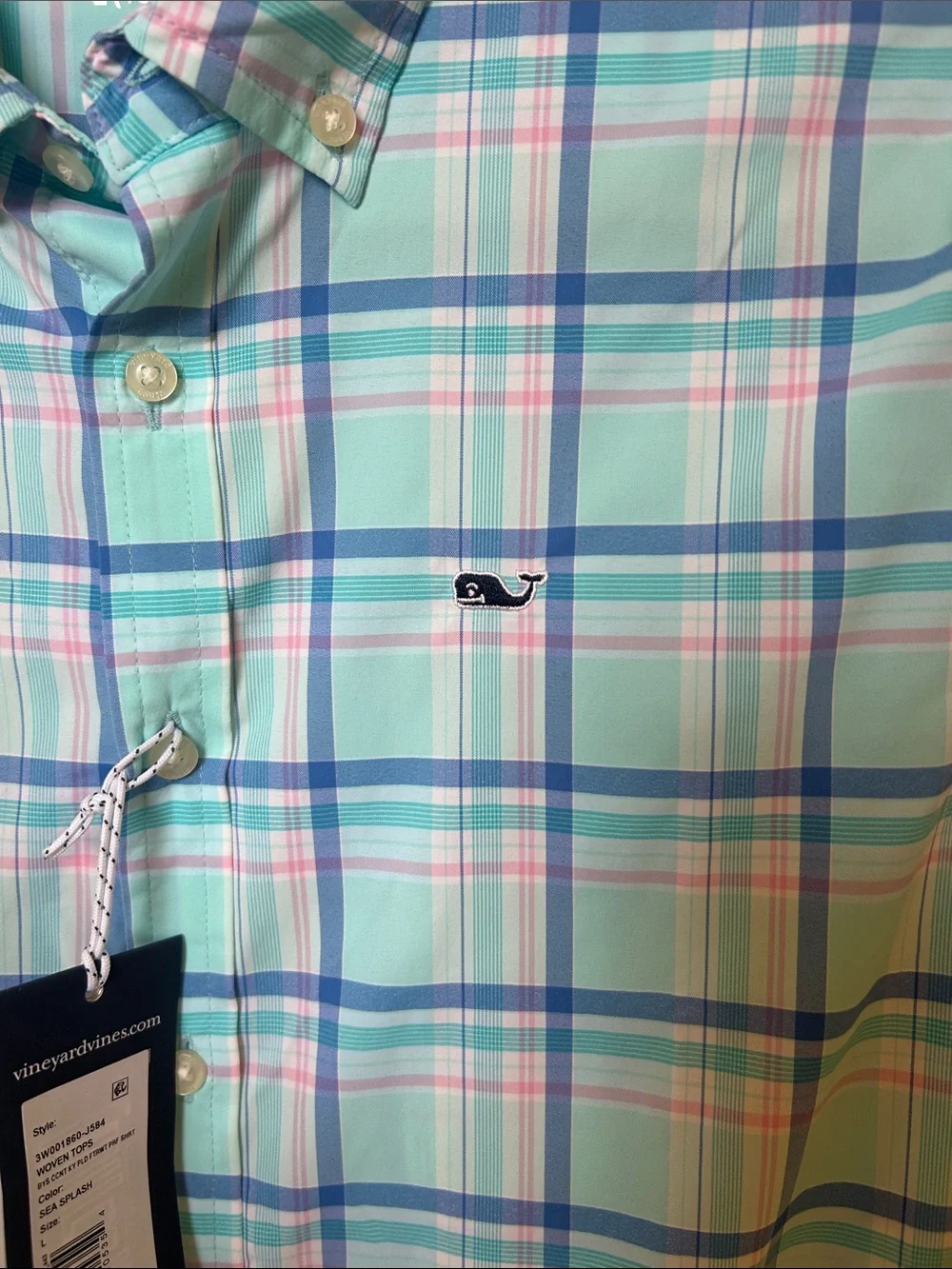 Vineyard Vines boys  Plaid Button-Down Shirt - Aqua, Blue, Pink